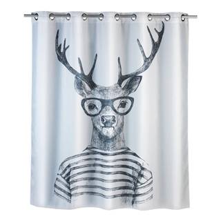 Wenko Biely sprchový záves s protiplesňovou povrchovou úpravou Wenko Mr. Deer, 180 × 200 cm